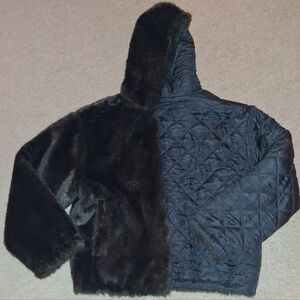 Women's Faux Fur Reversible Diamond Quilted 75% Silk